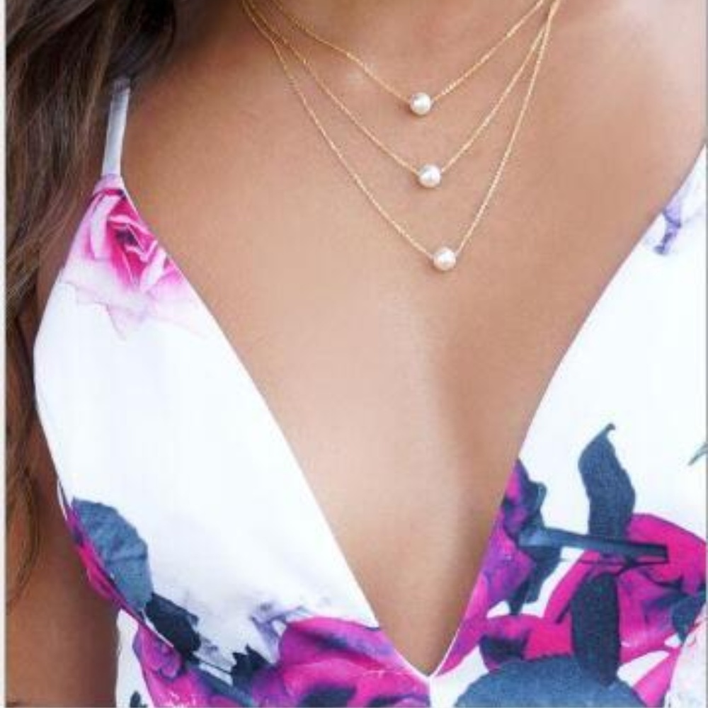 "Mermaid's Pearls" Layered Chic Gold Necklace - Picture 3 of 7